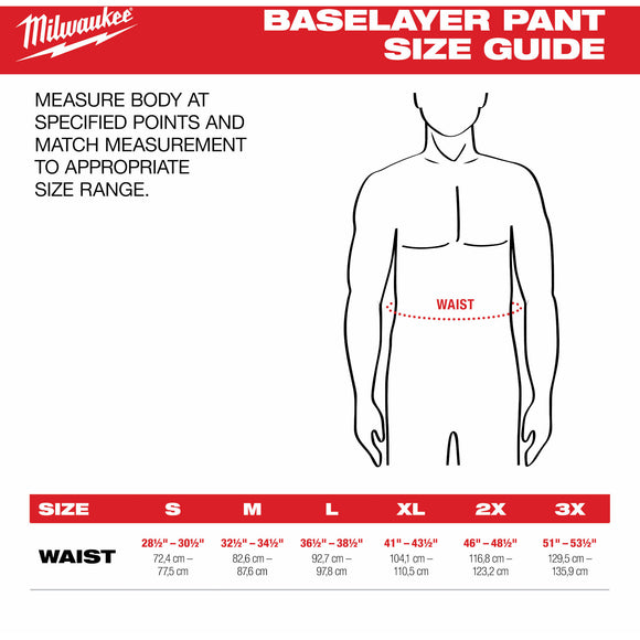 M600B-213X Milwuakee Heated Merino Wool Baselayer Pants, 3XL, Black