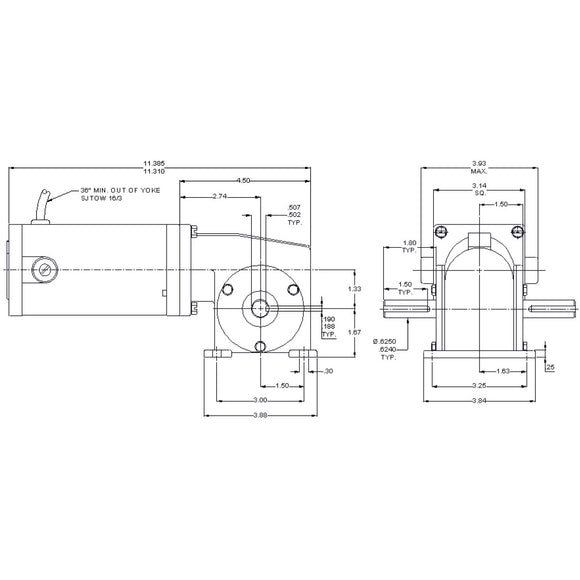 GH3302 WEG 1/8HP Right Angle Gearmotor, 63RPM