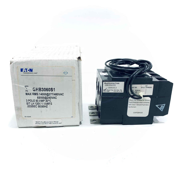 GHB3060S1 Eaton Molded Case Circuit Breaker, 3 Pole 60 Amp, 120V