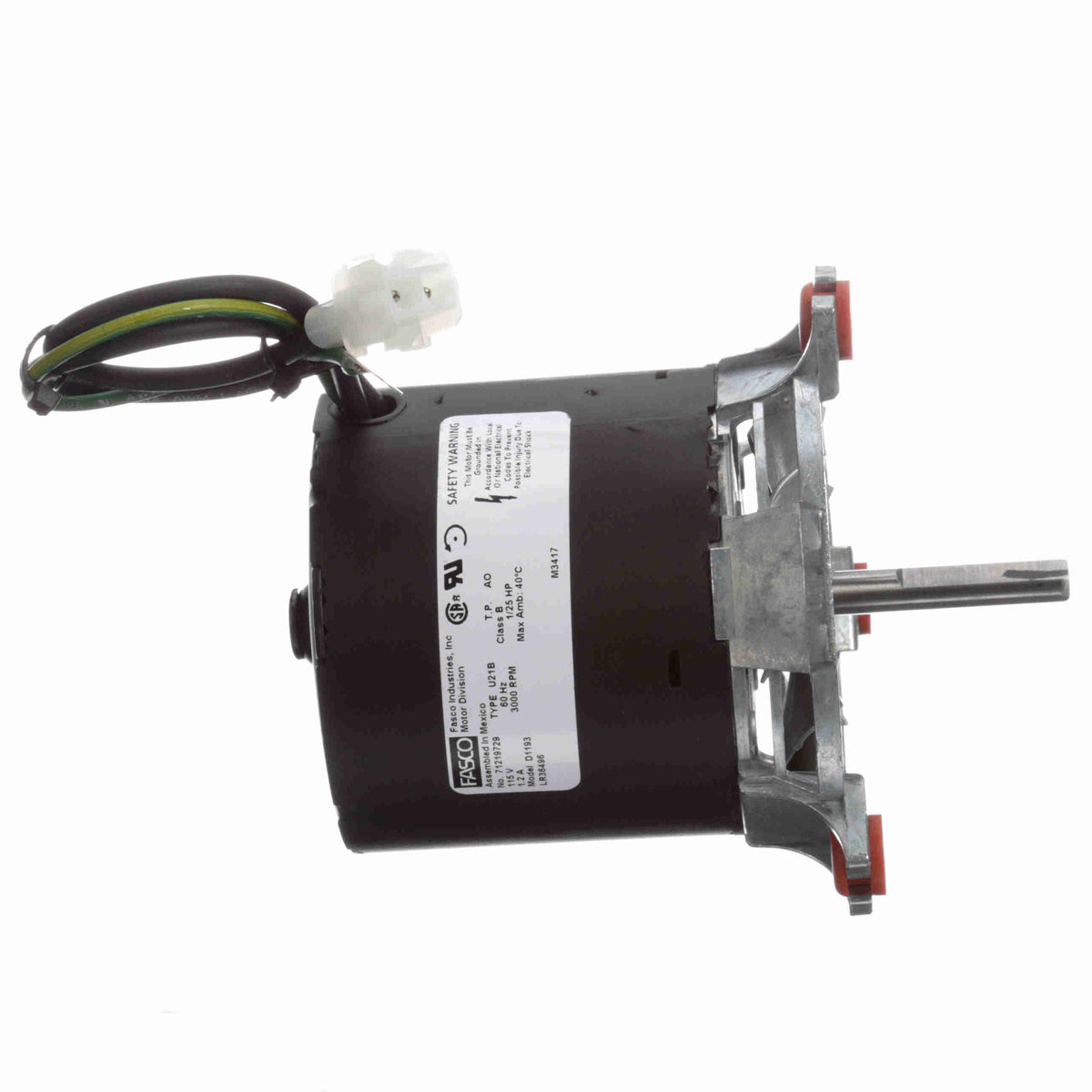 D1193 Fasco 1/25HP Draft Inducer Electric Motor, 3000RPM | Witmer Motor ...