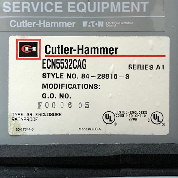 ECN5532CAG Cutler-Hammer NEMA Size 3 Combination Pump Panel