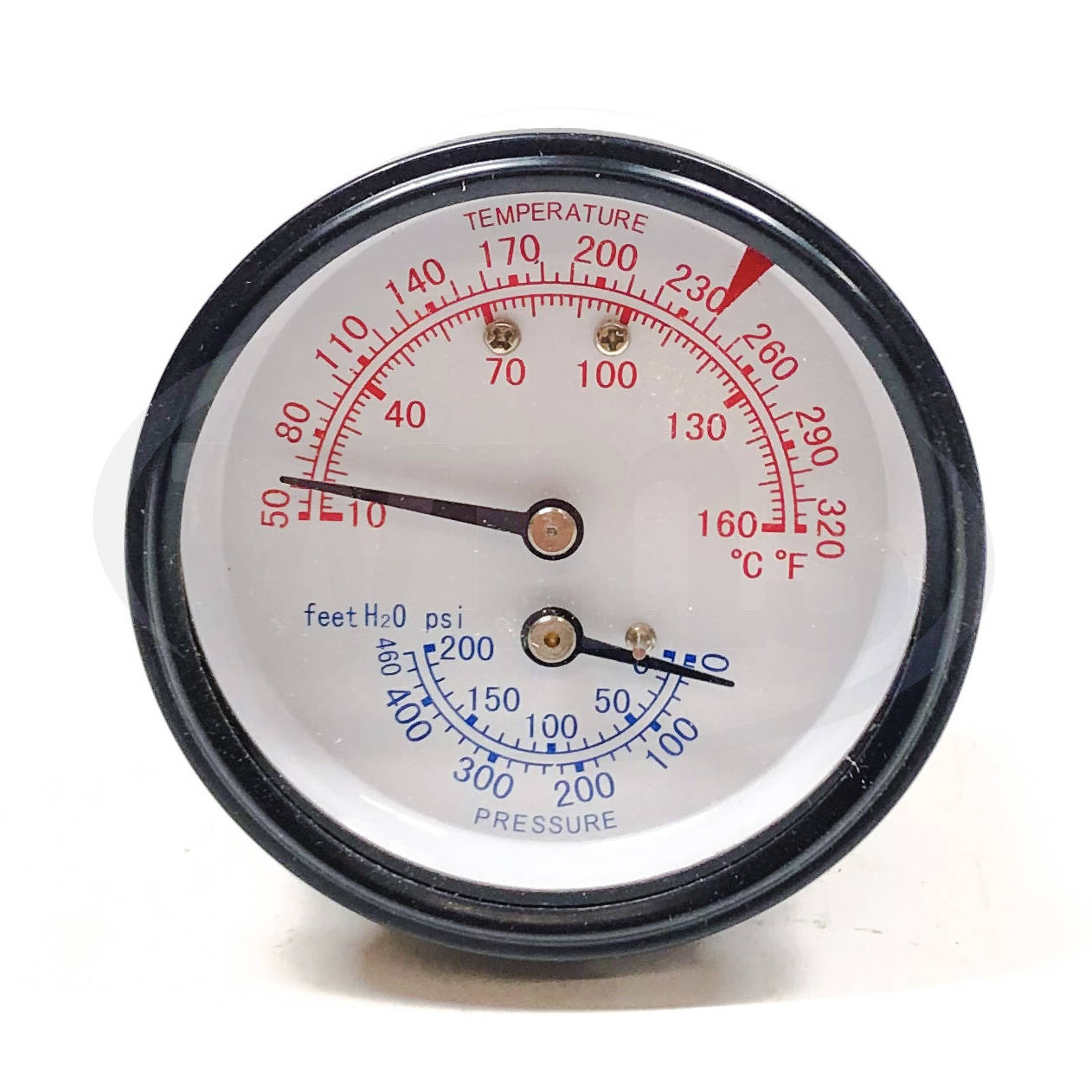 GTP2901 Lochinvar 0-200PSI/FT.H2O&50-320F/C 2.5", 1/4" NPT Back Batch ID: T3524