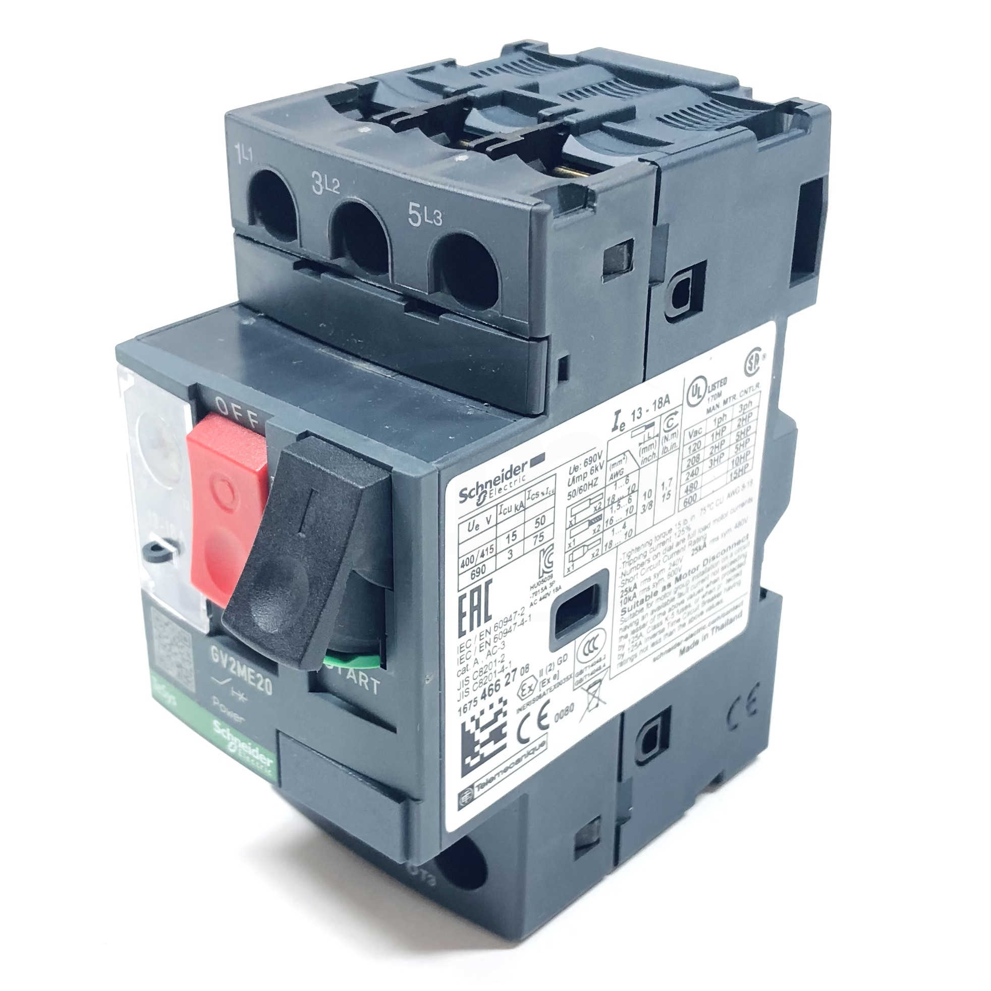 GV2ME20 Schneider Electric Motor Circuit Breaker, 13-18A