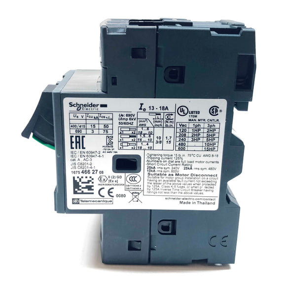 GV2ME20 Schneider Electric Motor Circuit Breaker, 13-18A