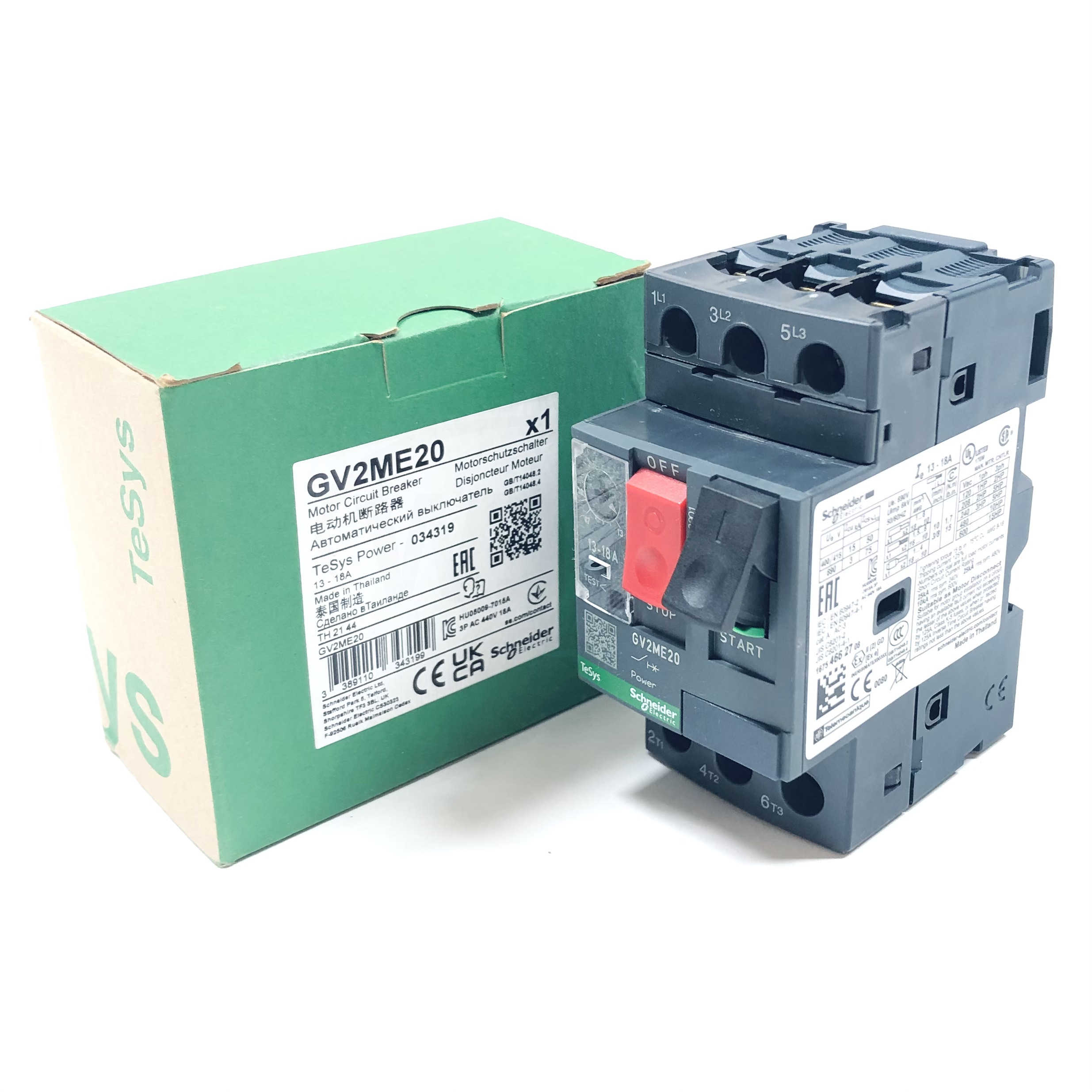 GV2ME20 Schneider Electric Motor Circuit Breaker, 13-18A
