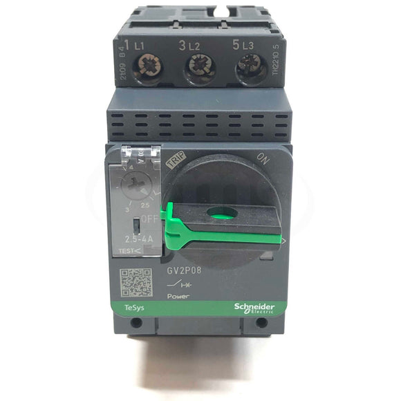GV2P08 Schneider Electric Motor Circuit Breaker, 3Pole, 2.5-4 Amp, 690V, 50/60Hz