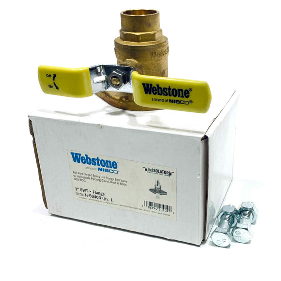 H-50404 Webstone Nibco Full Port Forged Brass Uni-Flange Ball Valve, 1"