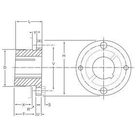 H16 AMEC "H" Style Taper Bushing, 1" Bore - 0