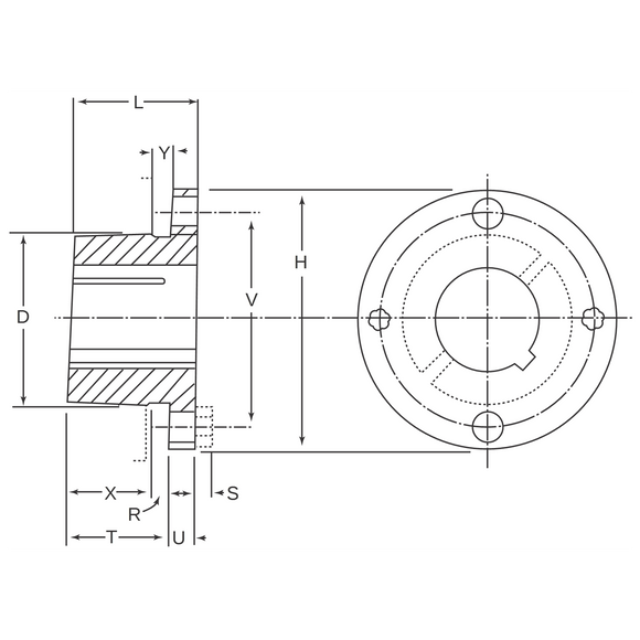H20 AMEC "H" Style Taper Bushing, 1-1/4" Bore