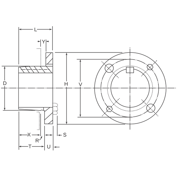 H24 AMEC "H" Style Taper Bushing, 1-1/2" Bore
