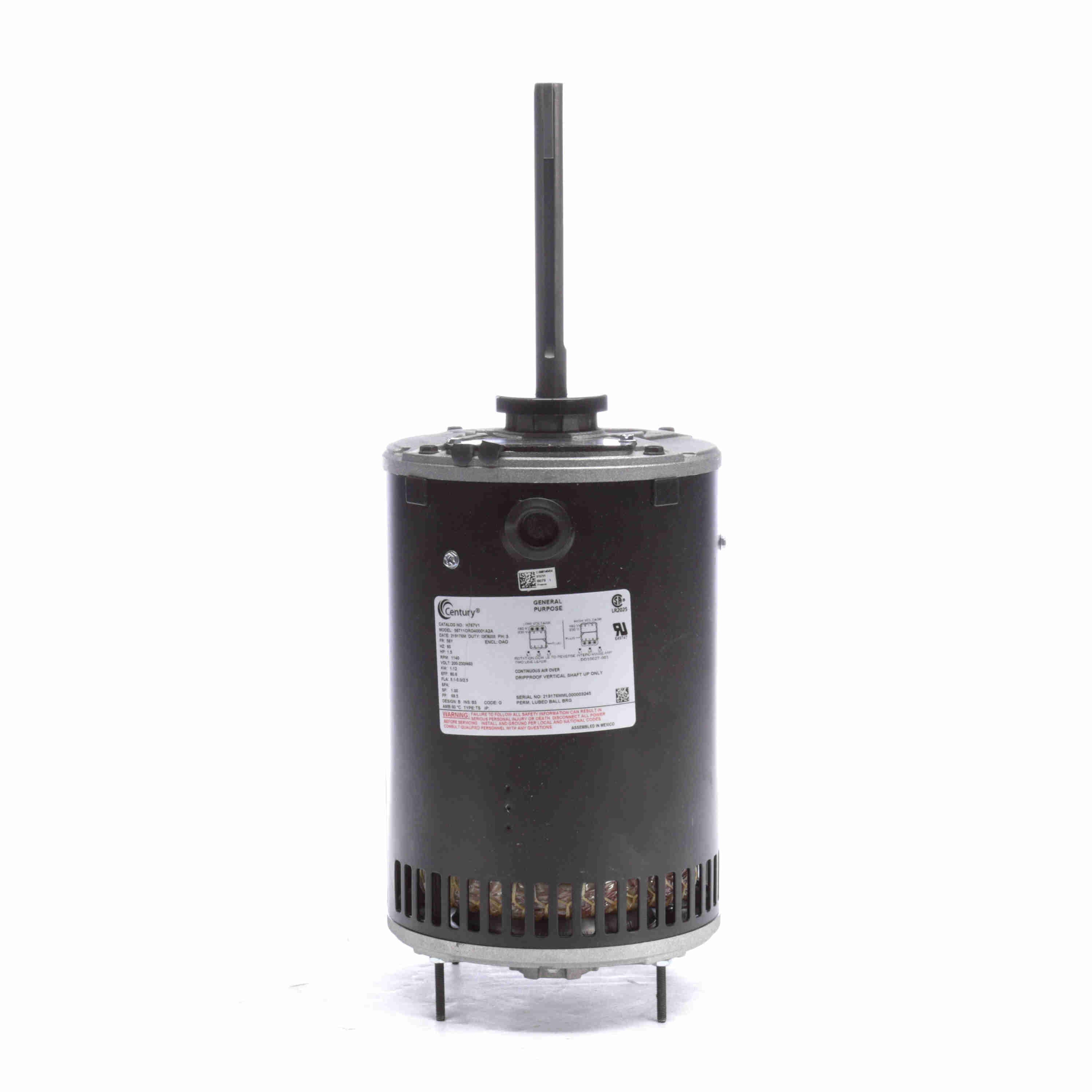 H767V1 Century 1.5HP Condenser Fan Electric Motor, 1200RPM