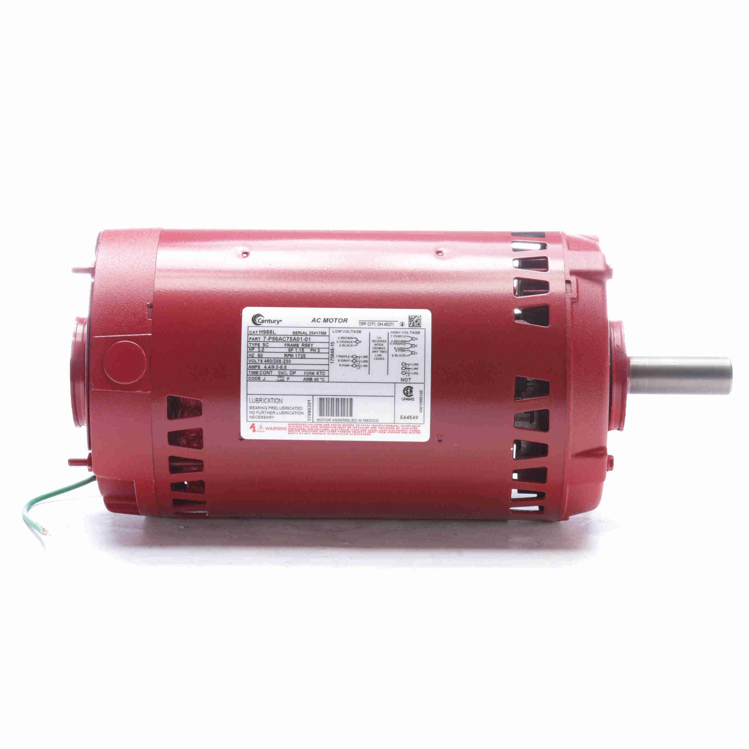 H988L Century 3HP Circulator Pump Electric Motor, 1800RPM - 0