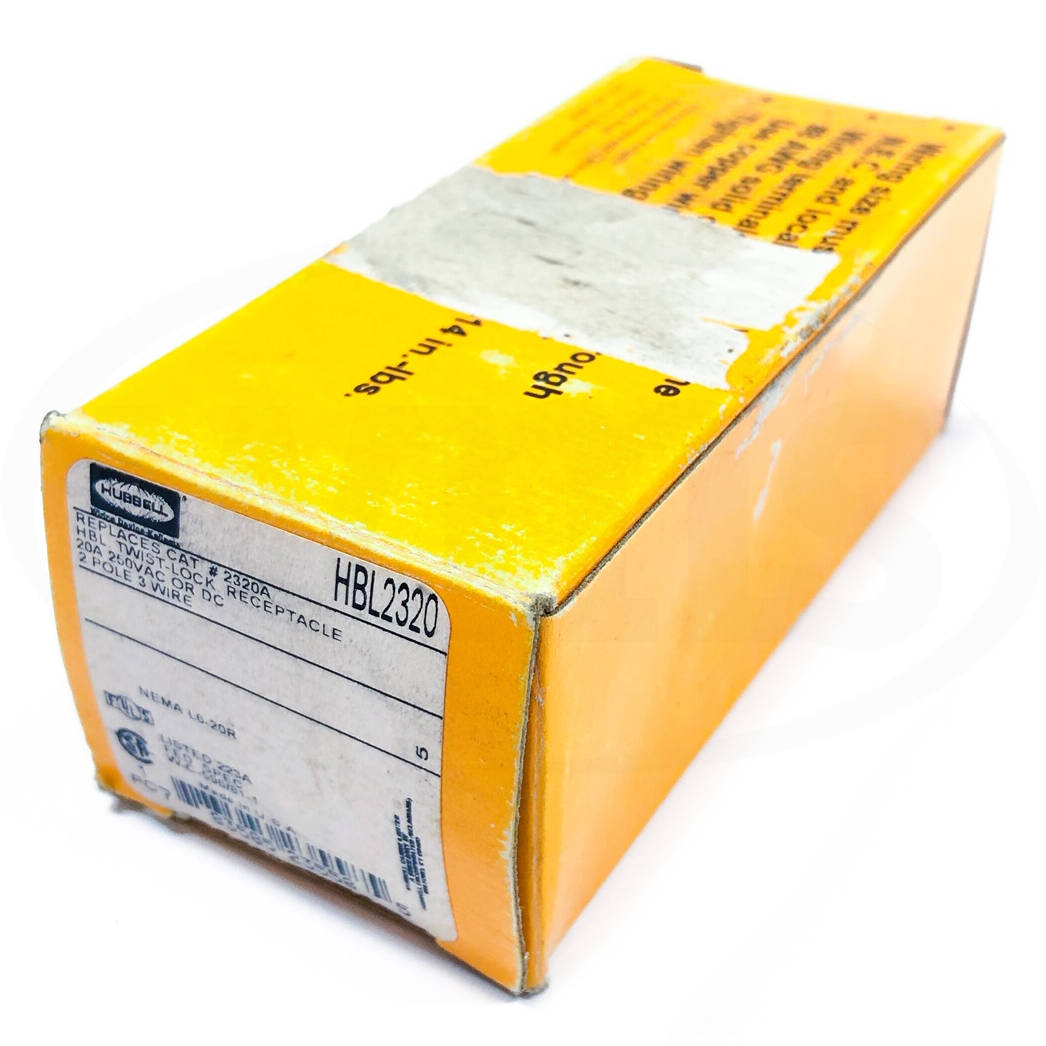 HBL2320 Hubbell Twist Lock, Receptacle, 2-Pole, 2-Wire, Nema: L6-20R - 0