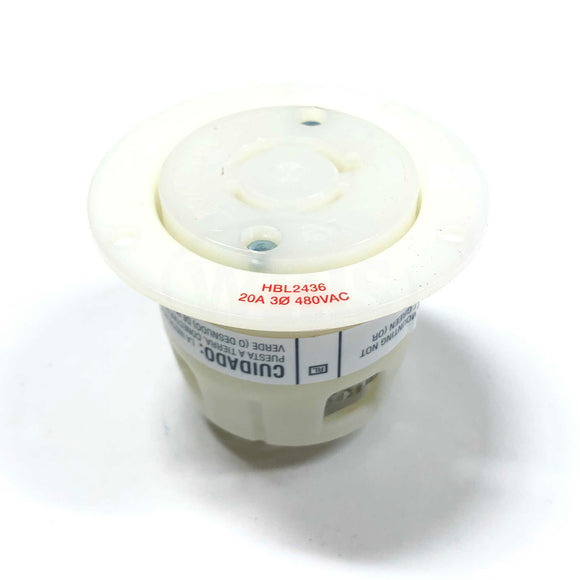 HBL2436 Hubbell InsulGrip Twist-Lock Flanged Receptacle, 20A, 3-Phase, 480VAC