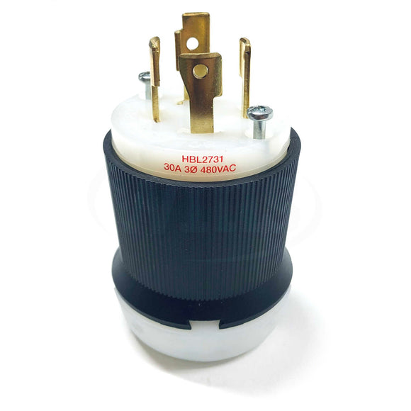 HBL2731 Hubbell InsulGrip Twist-Lock Plug, 30A, 3-Phase, 480VAC, 3-Pole