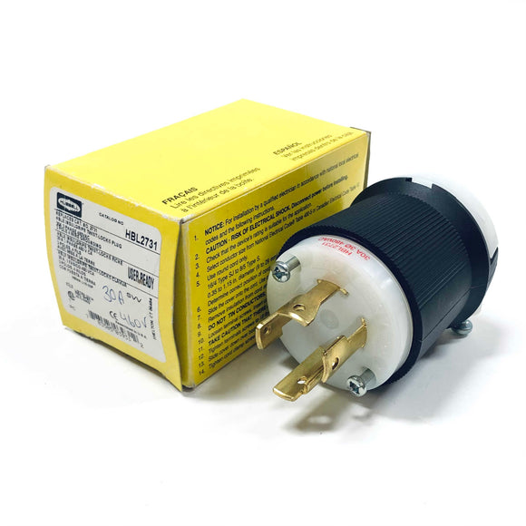 HBL2731 Hubbell InsulGrip Twist-Lock Plug, 30A, 3-Phase, 480VAC, 3-Pole