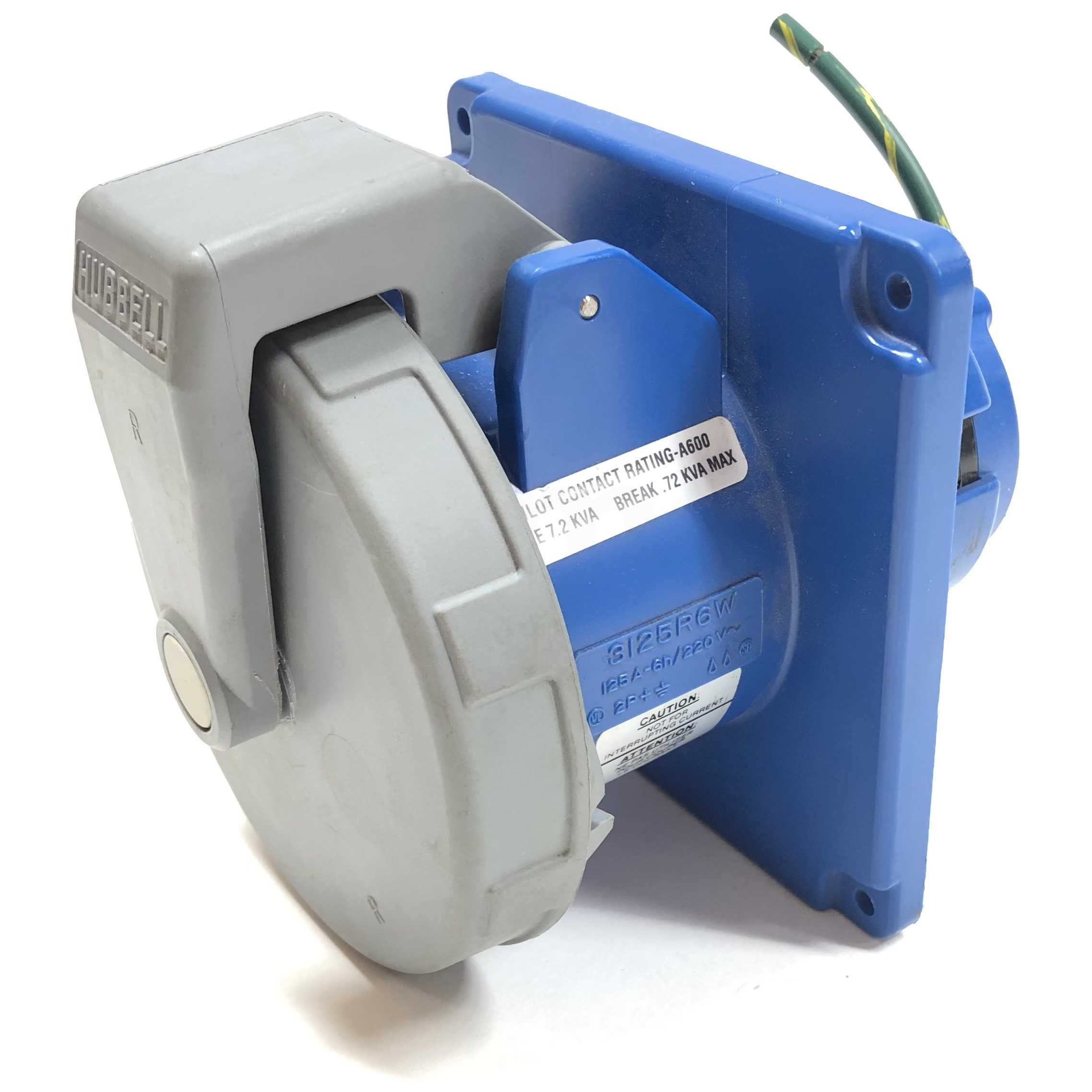 HBL3125R6W Hubbell Female Receptacle, 2-Pole, 125A, 220/240V