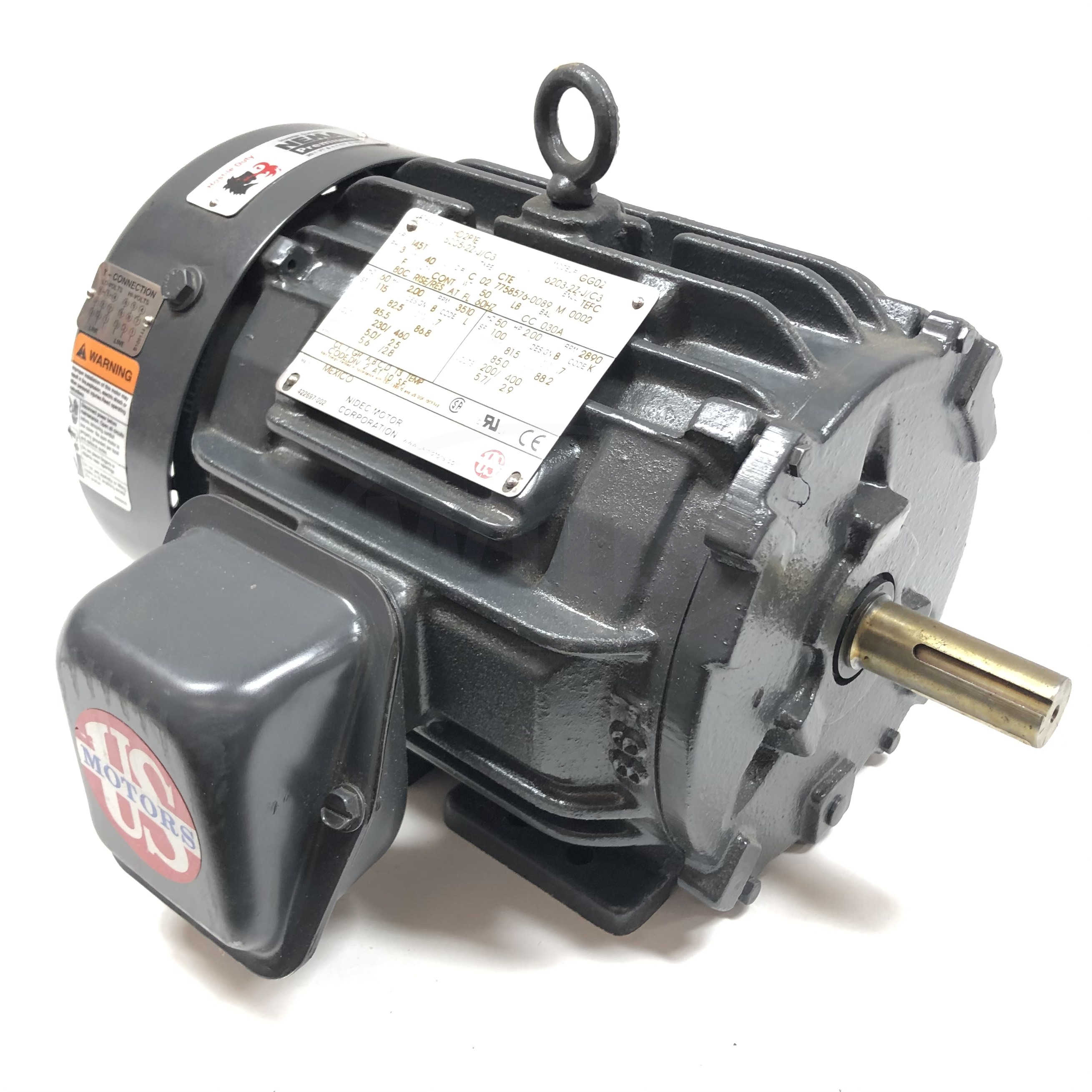 HD2P1E Nidec Motor 2Hp, 3510/2890Rpm, 60/50Hz, 230/460 & 200/400V