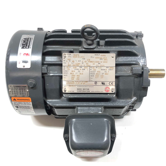 HD2P1E Nidec Motor 2Hp, 3510/2890Rpm, 60/50Hz, 230/460 & 200/400V