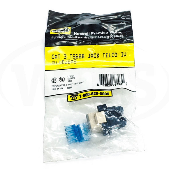 HD38A9 Hubbell Cat 3 T568B Jack Telco, Ivory