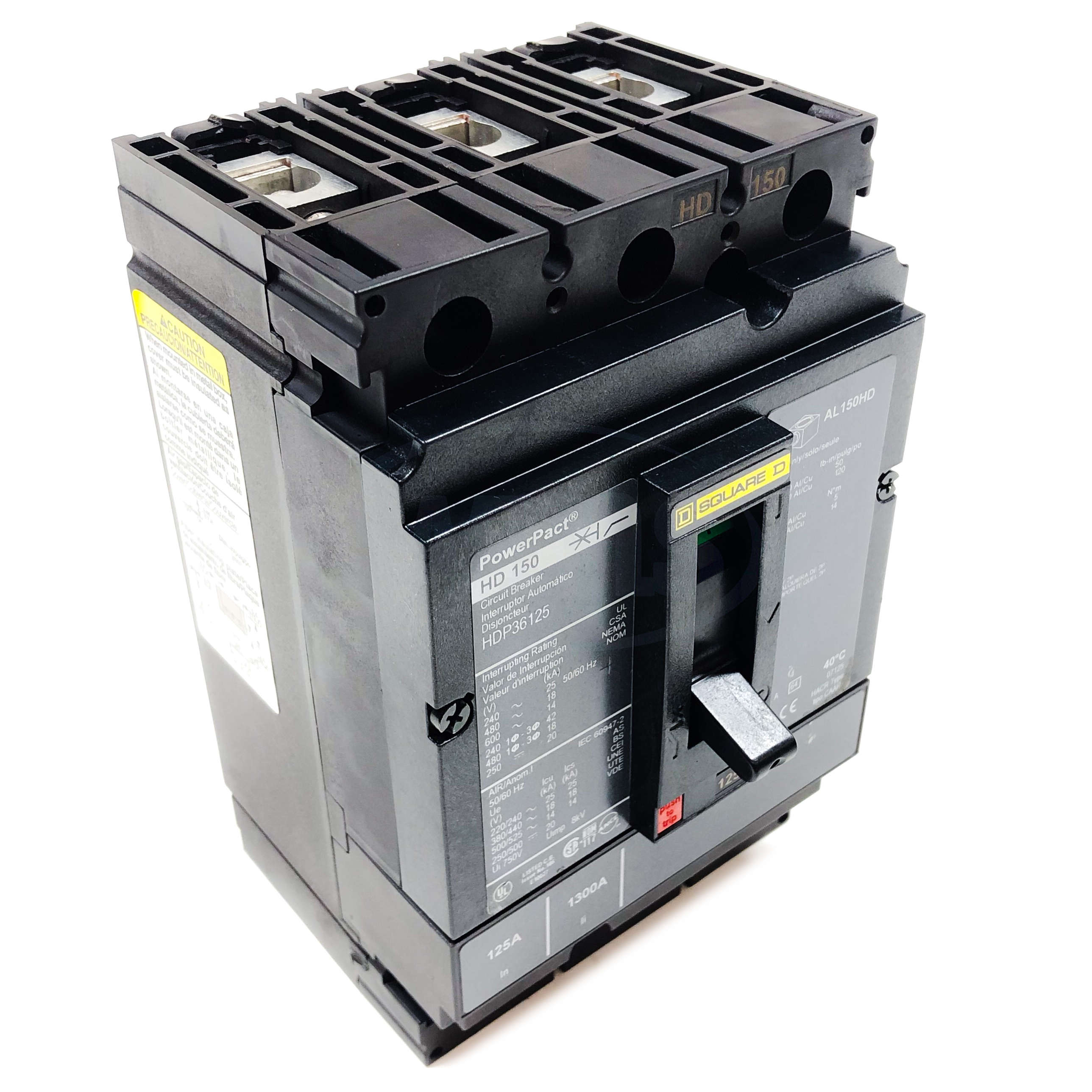 HDP36125 Square D PowerPact Thermo-Magnetic Circuit Breaker, 125 Amp 3-Pole