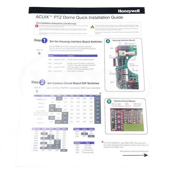 HDXJNWASW Honeywell ZCUIX High Speed PTZ Dome Camera Kit with Housing