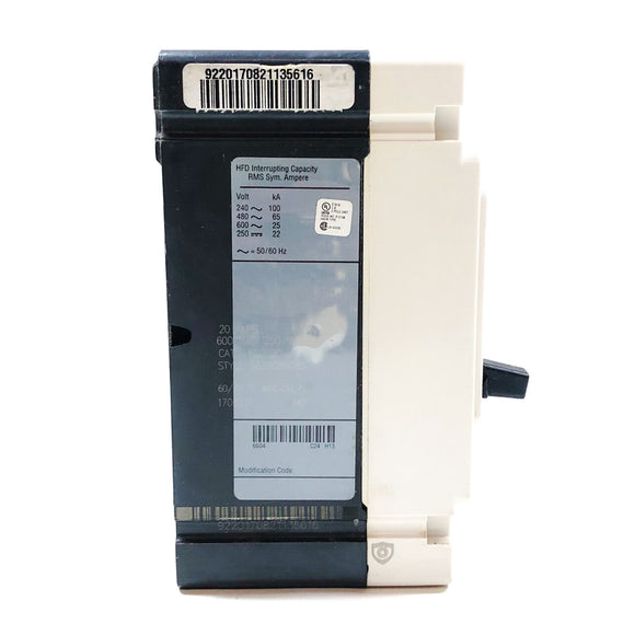 HFD2020 Cutler-Hammer Circuit Breaker, 2 Pole, 20 Amp, 600VAC