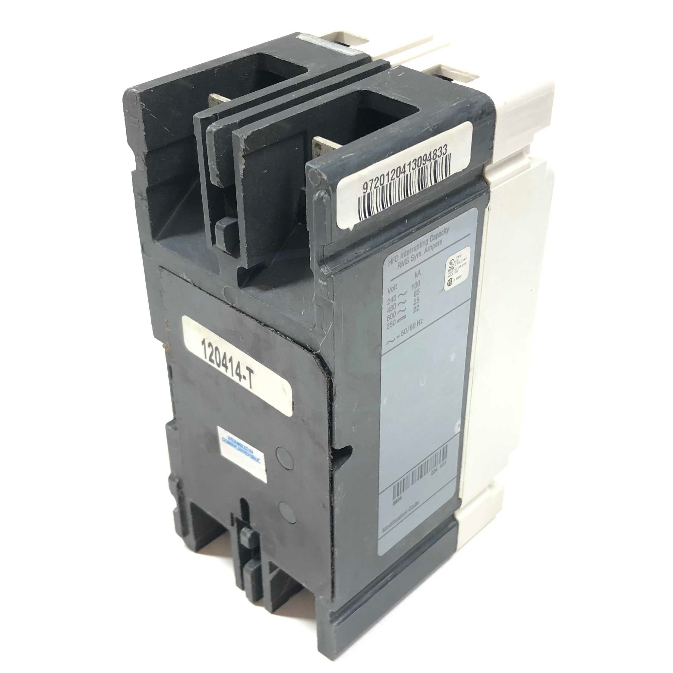 HFD2125 Eaton Industrial Circuit Breaker, 125 Amps, 2 Pole