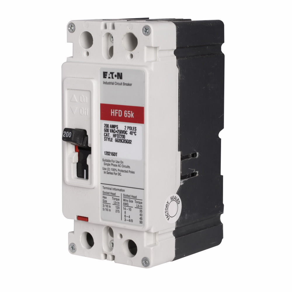 HFD2125 Eaton Industrial Circuit Breaker, 125 Amps, 2 Pole