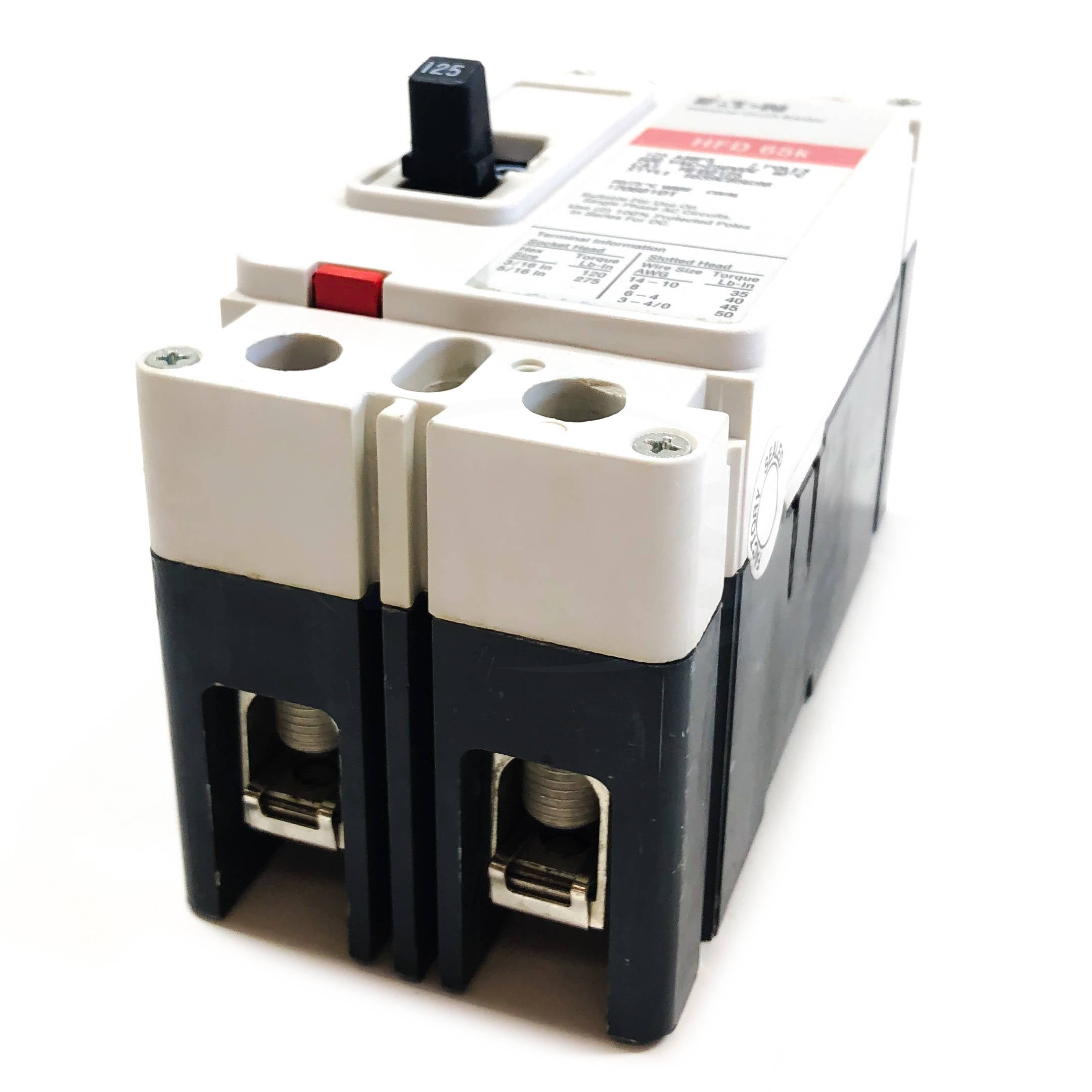 HFD2125 Eaton Industrial Circuit Breaker, 125 Amps, 2 Pole