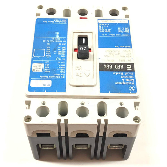 HFD3030L Westinghouse Circuit Breaker 3 Poles, 30 Amps, 600V