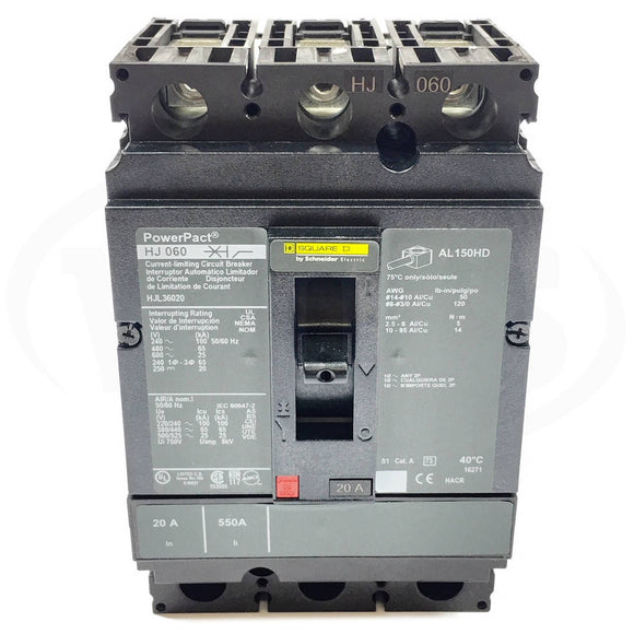 HJL36020 Square D PowerPact Circuit Breaker, 20 Amp