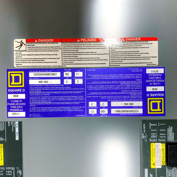 HV071B Square D I-Line Electrical Panel, 480VAC 3-Phase
