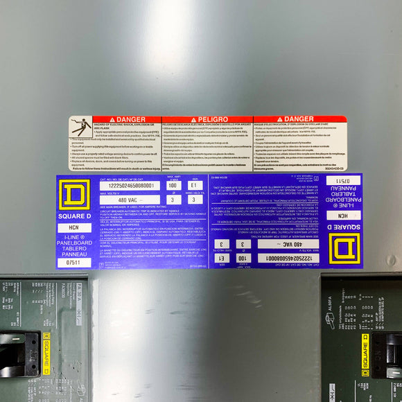 HV071C Square D I-Line Electrical Panel, 480VAC 3-Phase 100 Amps