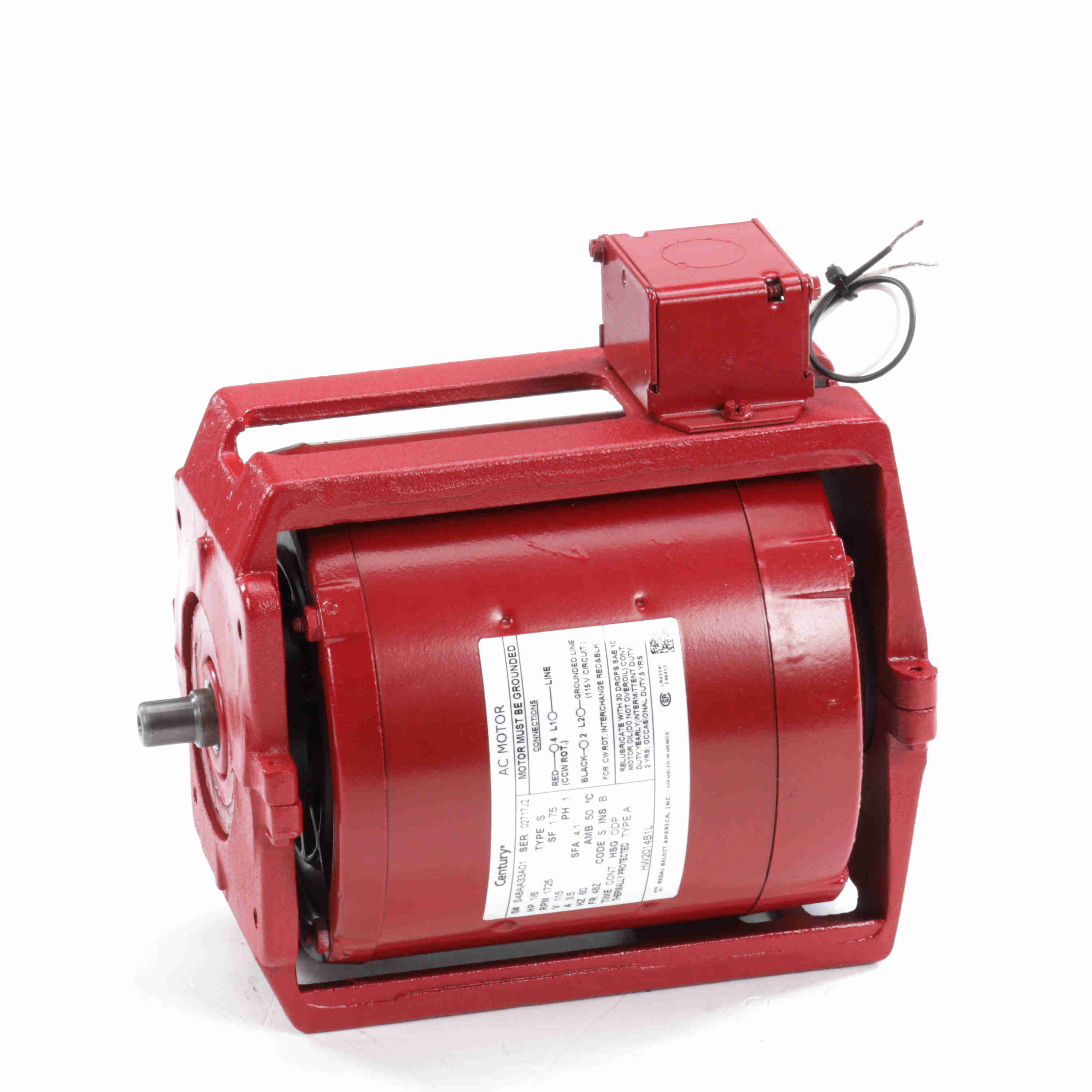 HW2014B1L Century 1/6HP Circulator Pump Electric Motor, 1800RPM