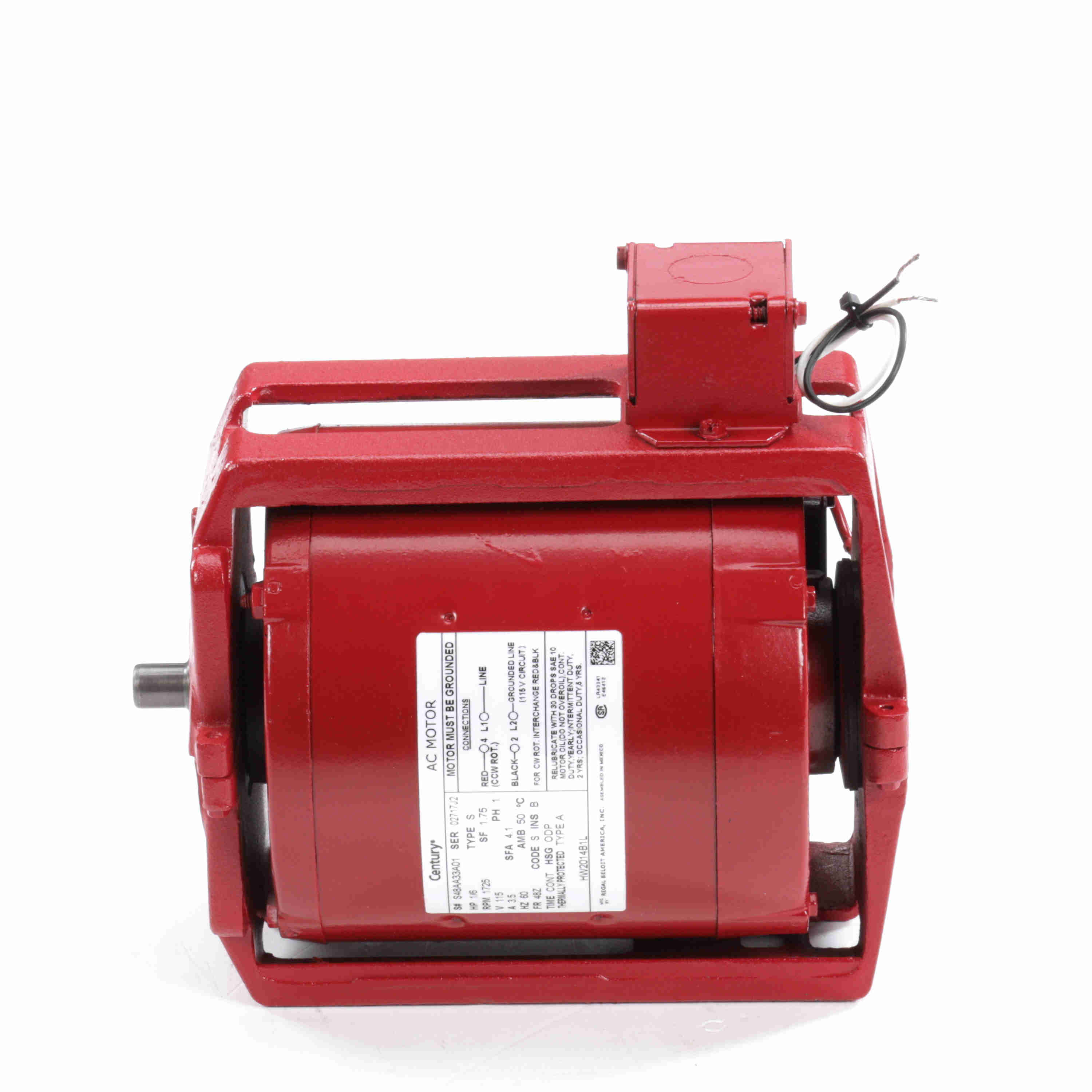 HW2014B1L Century 1/6HP Circulator Pump Electric Motor, 1800RPM - 0