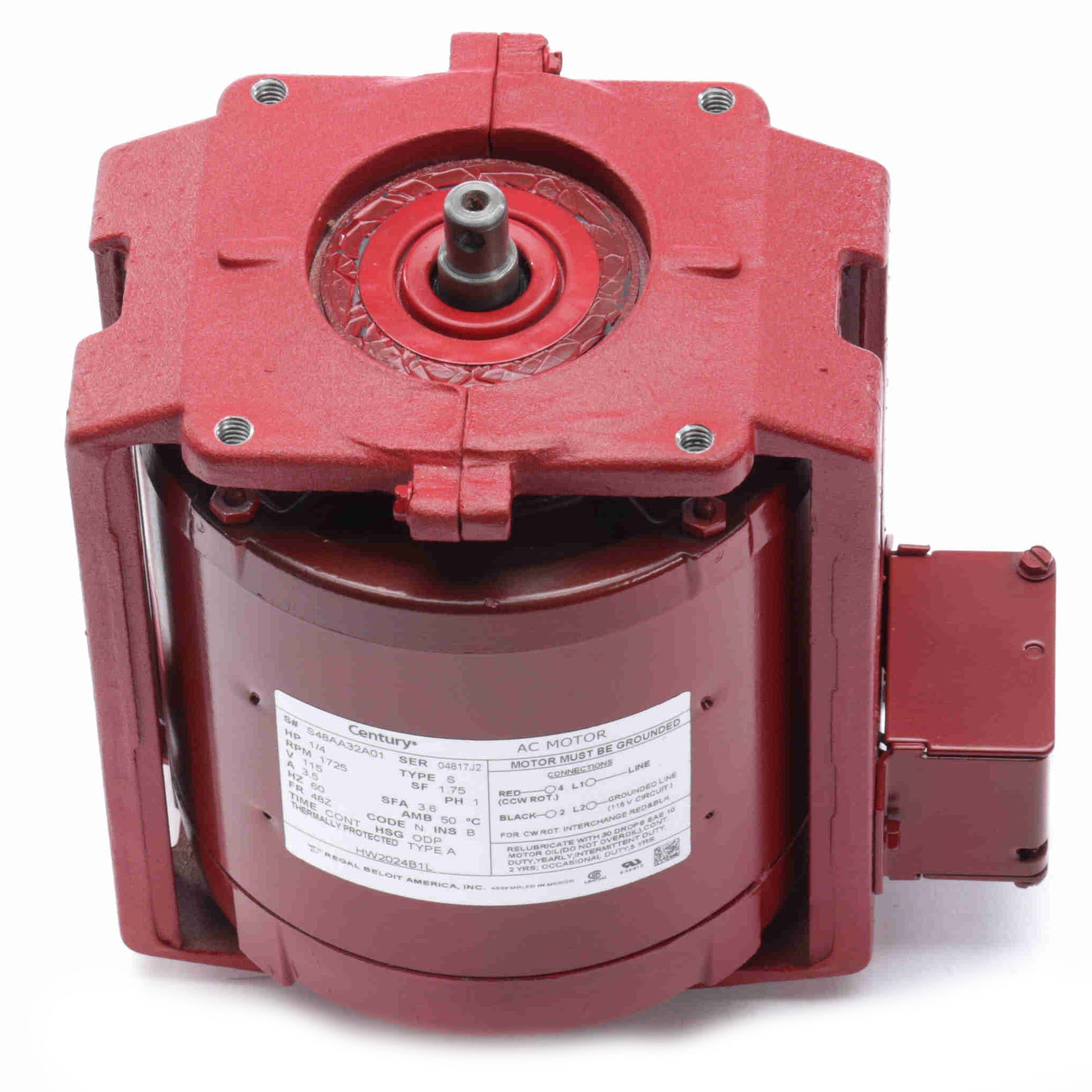 HW2024B1L Century 1/4HP Circulator Pump Electric Motor, 1800RPM - 0