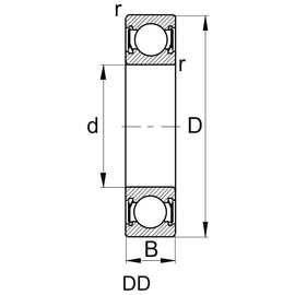 6003DDC3G81 KBC Ball Bearing, Rubber Sealed