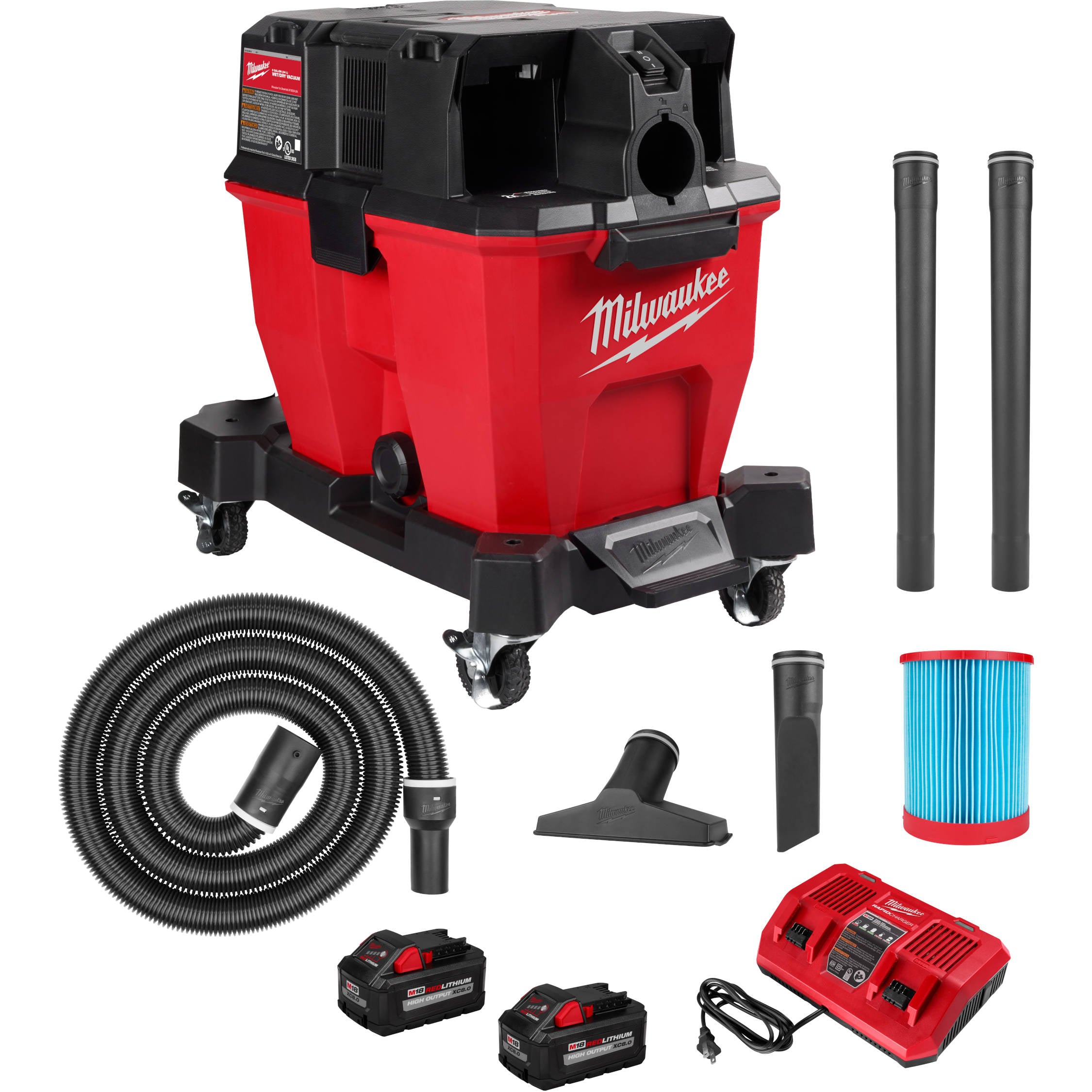 0920-22HD Milwaukee M18 FUEL 9 Gallon Dual-Battery Wet/Dry Vacuum Kit ...