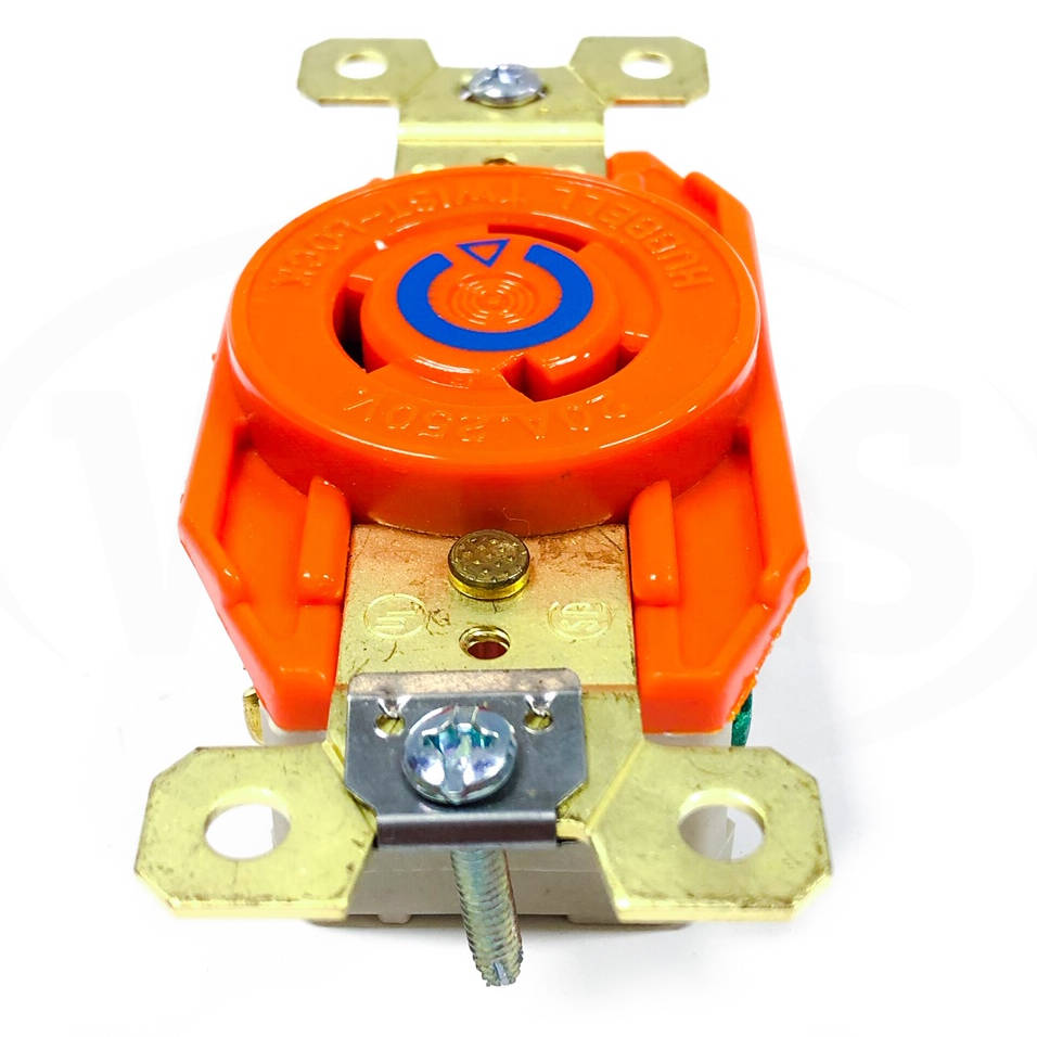 IG2320 Hubbell Receptacle Twist Lock, 20A 250VAC/DC, NEMA LB-20R, 2-Pole, 3-Wire
