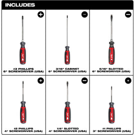 MT200-6 Milwaukee Cushion Grip 6-Piece Screwdriver Kit