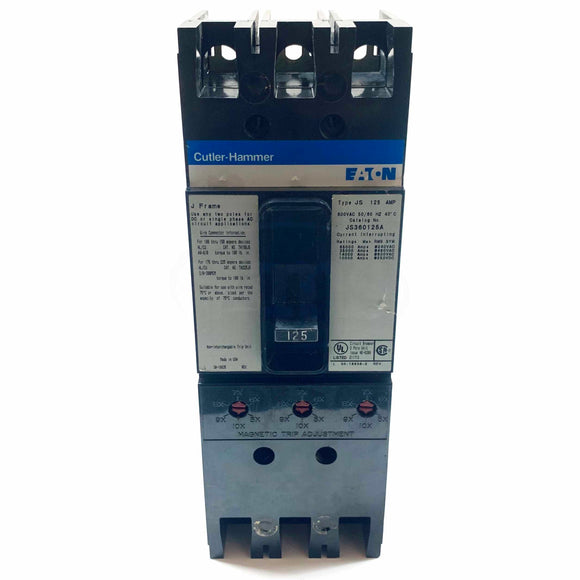 JS360125A Eaton Cutler-Hammer Circuit Breaker, Type JS, 125Amp, 600Vac, 50/60Hz