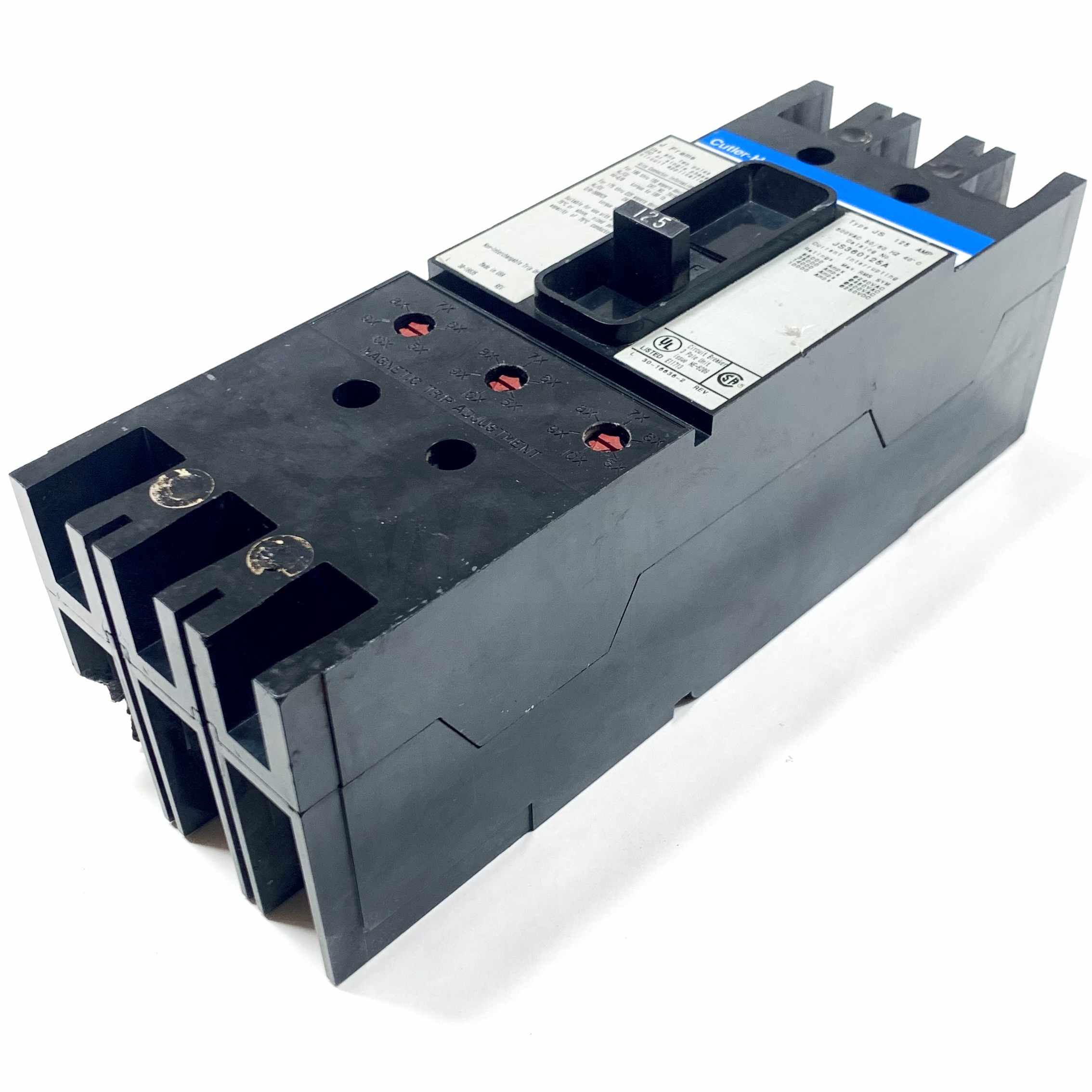 JS360125A Eaton Cutler-Hammer Circuit Breaker, Type JS, 125Amp, 600Vac, 50/60Hz