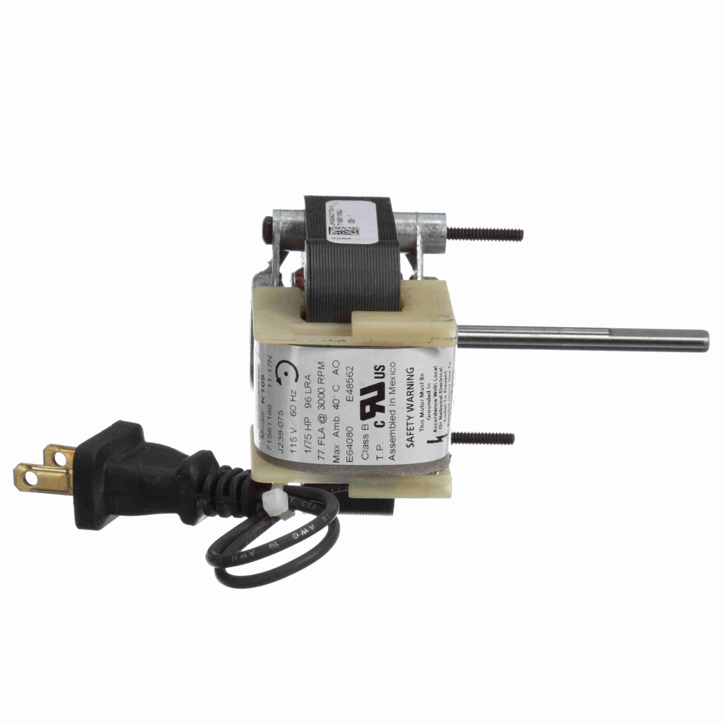 K109 Fasco 1/75HP Shaded Pole Electric Motor, 3000 RPM