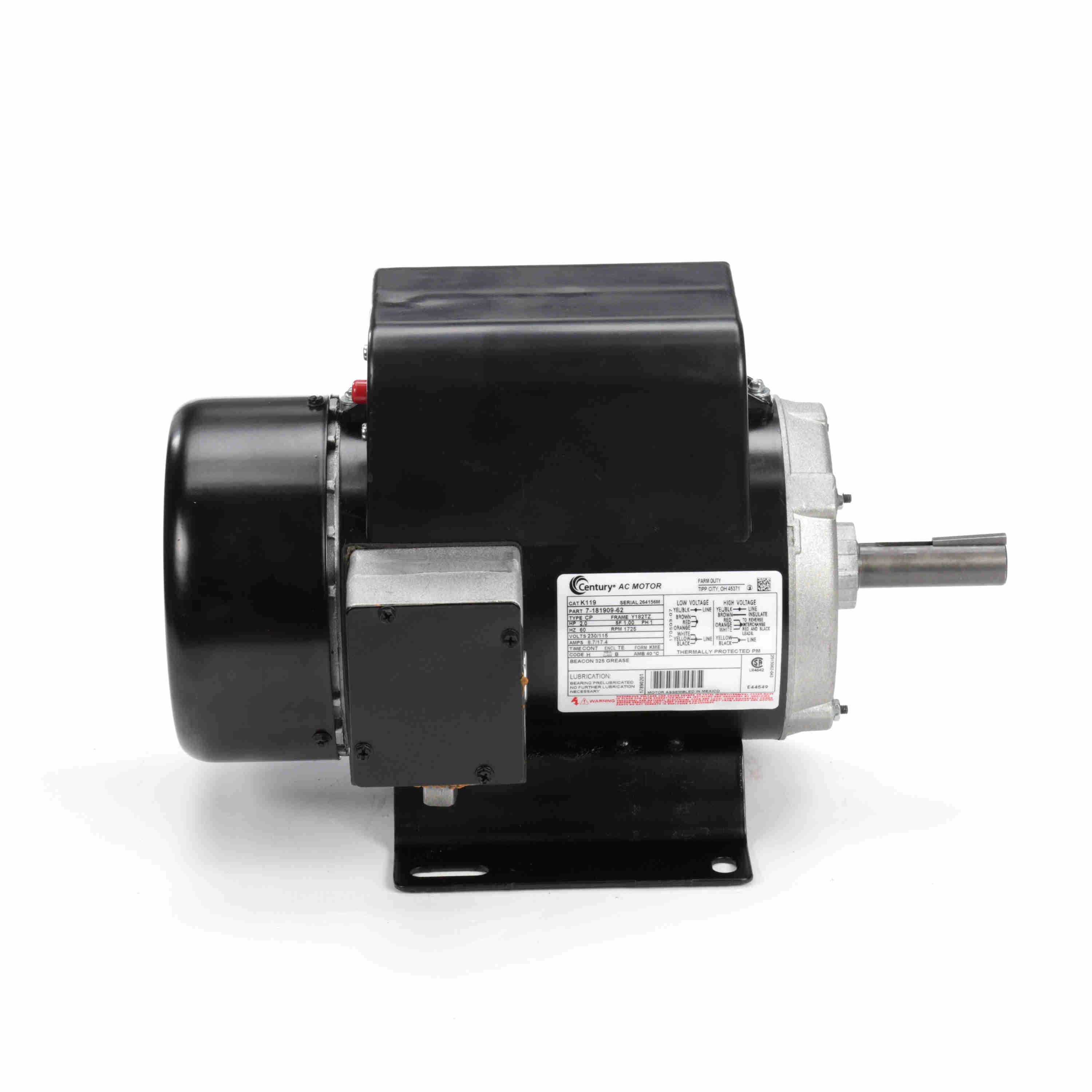 K119 Century 2HP Farm Duty Electric Motor, 1725RPM - 0