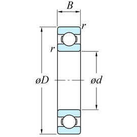 62022RDC3 Koyo Ball Bearing, Rubber Sealed