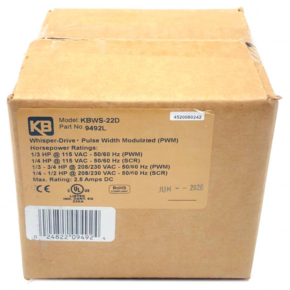 KBWS-22 KB Electronics Whisper-Drive PWM DC Motor Speed Control, 9492