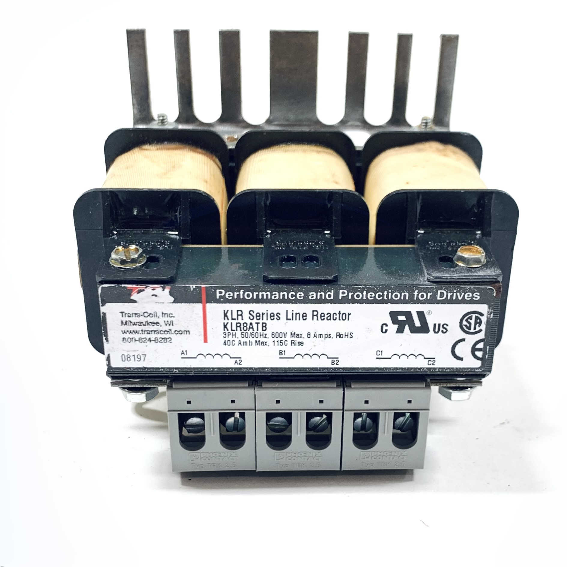 KLR8ATB TCI Line Reactor, 3ph, 50/60Hz, 600V Max, 8A - 0
