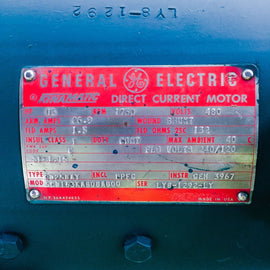 15 HP General Electric DC Motor, 1750 Rpm, 480