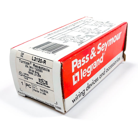 L2120-R Pass & Seymour Turnlok Receptacle, 5-Wire, 20 Amp 120/208 VAC